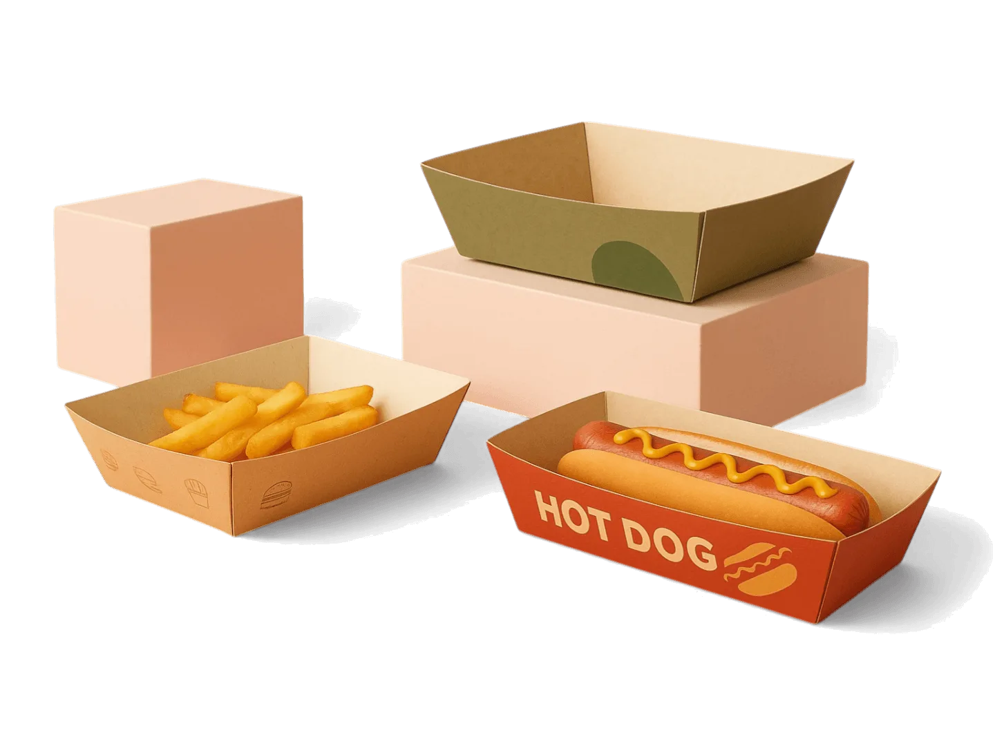 Custom printed kraft food trays